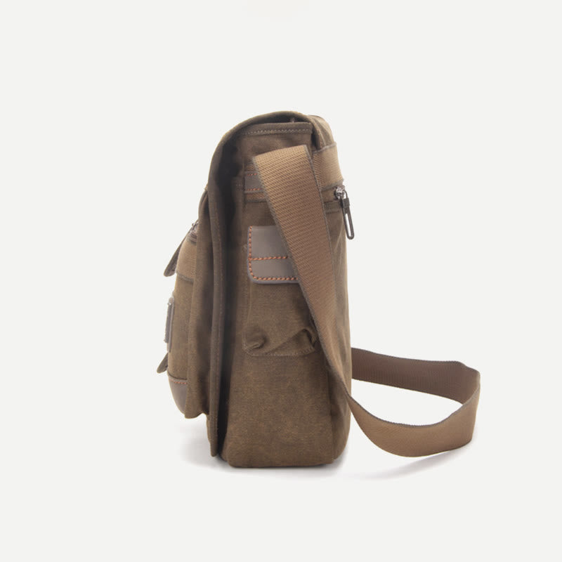 Umhängetasche für Herren, Vintage, dickes Canvas, große Kapazität