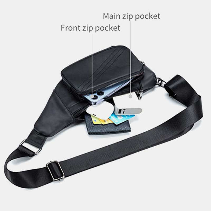 Kleine Schultertasche aus echtem Leder, Umhängetasche, Brusttasche