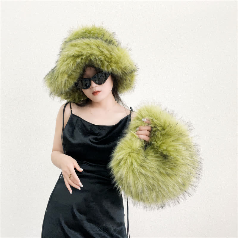 Kunstpelz weiche Huttasche Set für Frauen Winter Dating