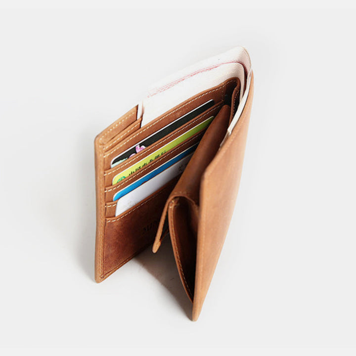 Lässige Bifold-Geldbörse aus echtem Leder im Vintage-Stil