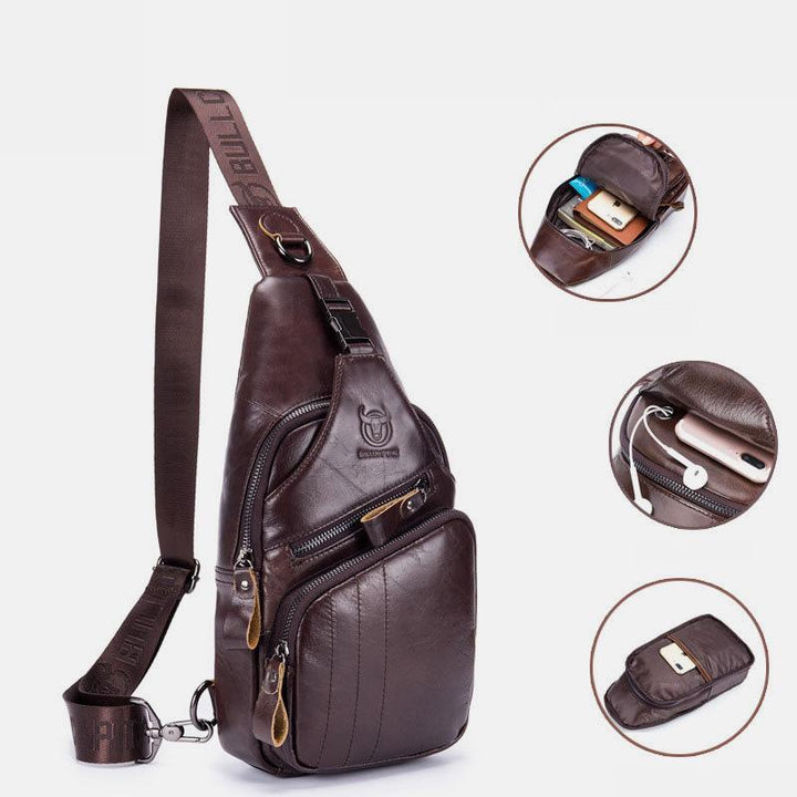 Multifunktions-Schultertasche aus echtem Leder im Vintage-Stil