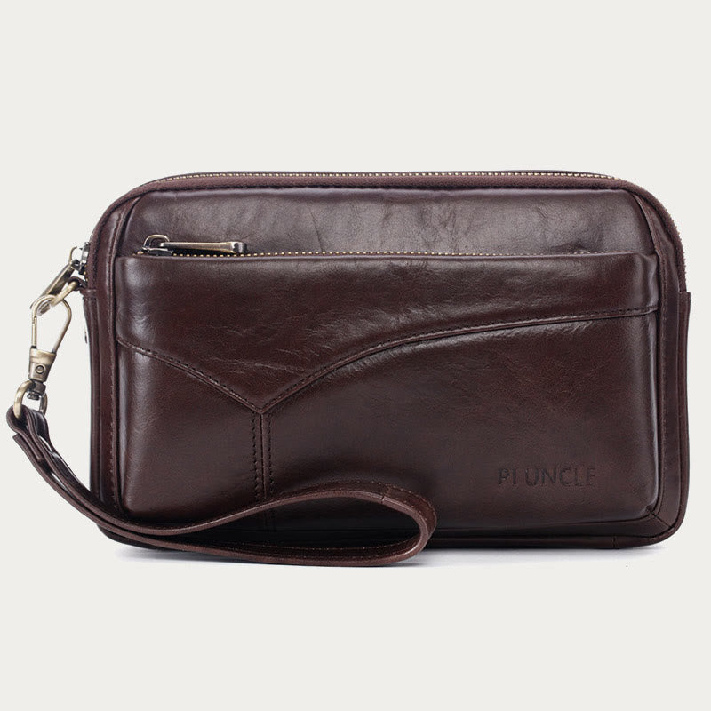 Echtes Leder Clutch Portemonnaie Geräumige Organisierte Handgelenk Geldbörse Fit 7,9" Handy