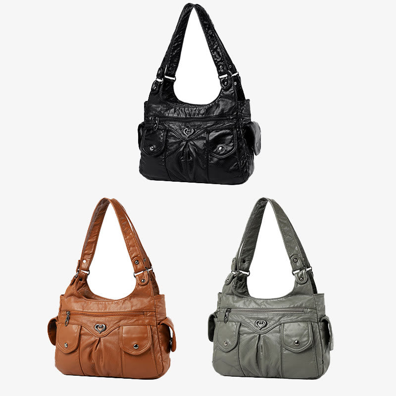 Klassische Tragetasche fürs Büro, leichte Schultertasche aus weichem Leder