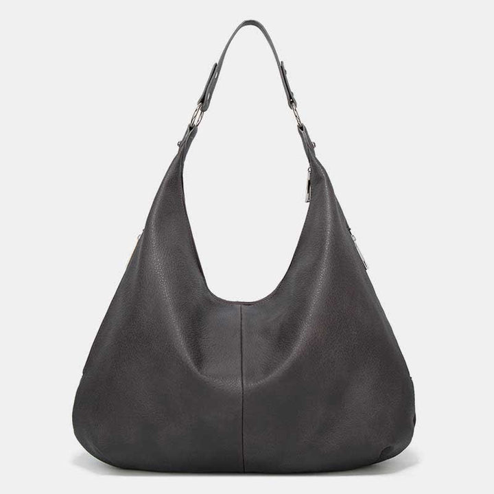 Große Hobo-Tasche aus weichem Leder, Handtasche, Tragetasche für den Alltag für Damen - Dunkelgrau - image 18
