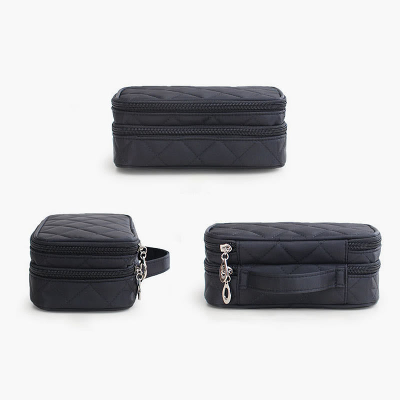 Wasserdichte Make-up-Tasche mit zwei Fächern, tragbare Aufbewahrungstasche aus Nylon