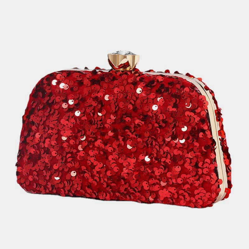 Damen Glitzer Clutch Perlen Pailletten Party Abendtasche mit Umhängegurt