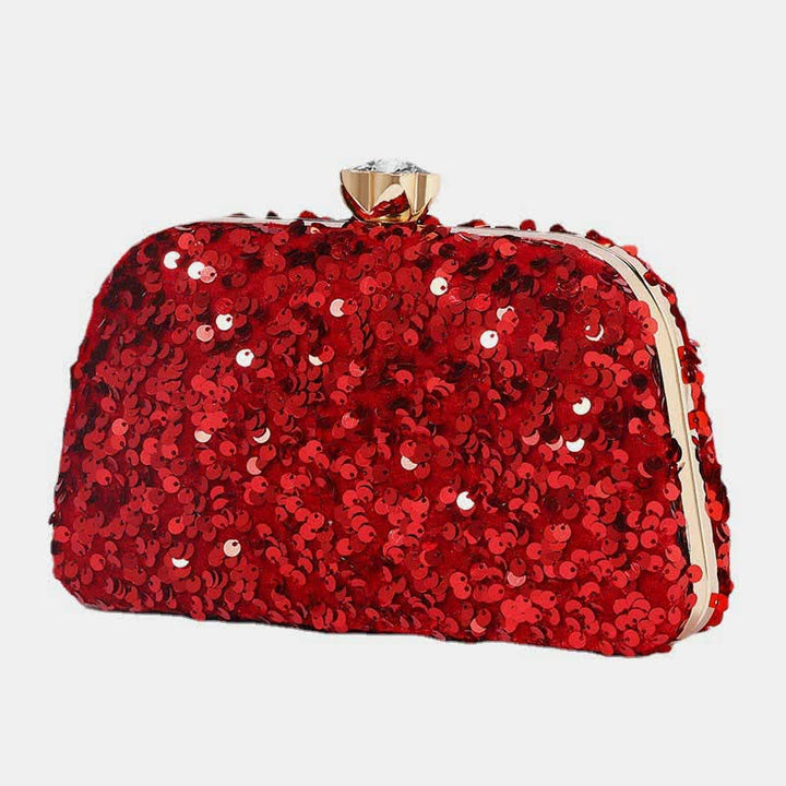 Damen Glitzer Clutch Perlen Pailletten Party Abendtasche mit Umhängegurt