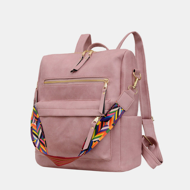 Multifunktionaler, lässiger Damen-Rucksack, Tagesrucksack aus Leder mit kariertem Muster und Schultergurt
