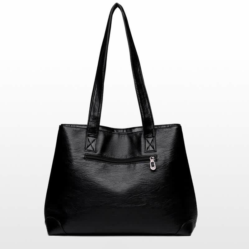 Damen Handtasche aus weichem Kunstleder mit zwei Fächern, Schultertasche
