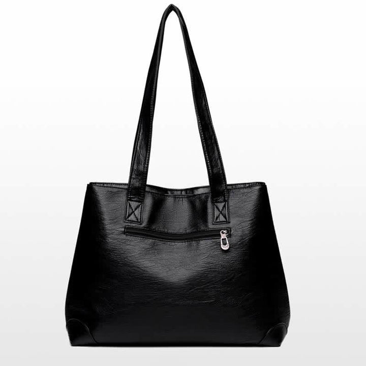 Damen Handtasche aus weichem Kunstleder mit zwei Fächern, Schultertasche