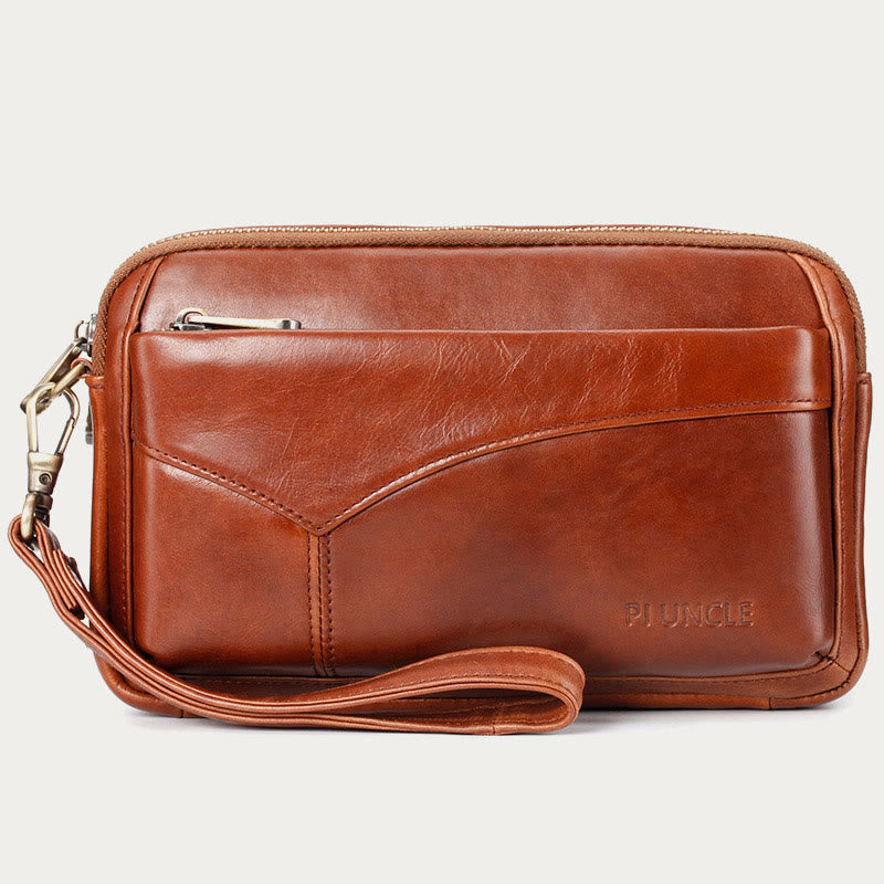 Echtes Leder Clutch Portemonnaie Geräumige Organisierte Handgelenk Geldbörse Fit 7,9" Handy