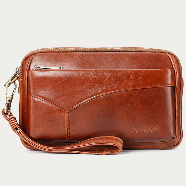 Echtes Leder Clutch Portemonnaie Geräumige Organisierte Handgelenk Geldbörse Fit 7,9" Handy