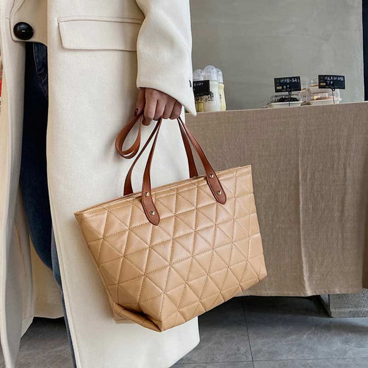 Große Kapazität Tragetaschen Gesteppte Leder Schultertasche Damen Handtasche