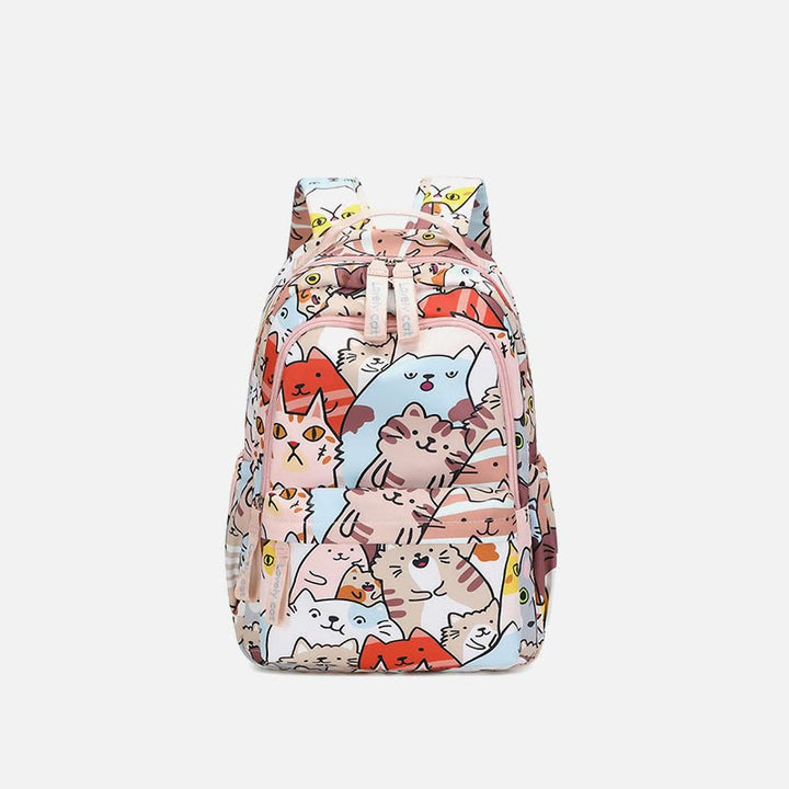 Rucksack für Damen, lustiger Katzen-Cartoon-Druck, wasserdichte Schulhandtasche