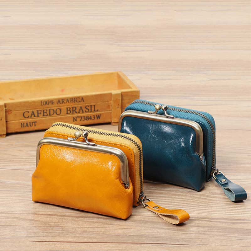 Geldbörse aus echtem Leder, Geldbörse mit abnehmbarer Tasche