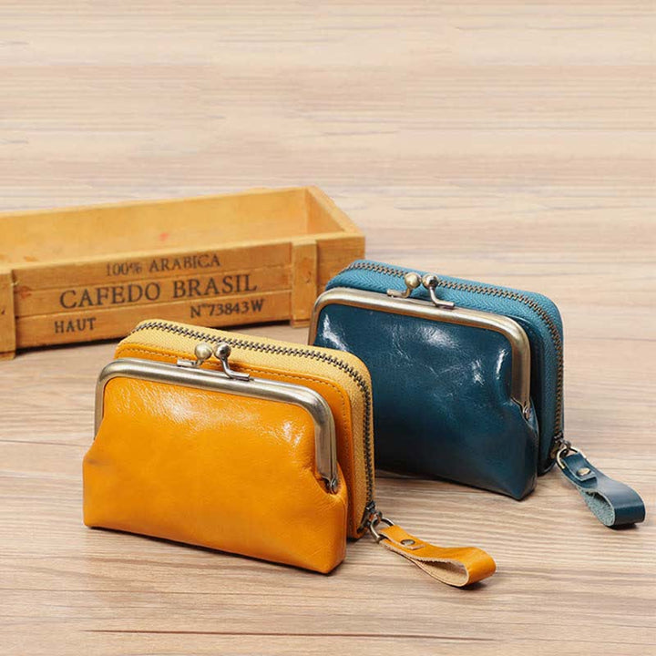 Geldbörse aus echtem Leder, Geldbörse mit abnehmbarer Tasche