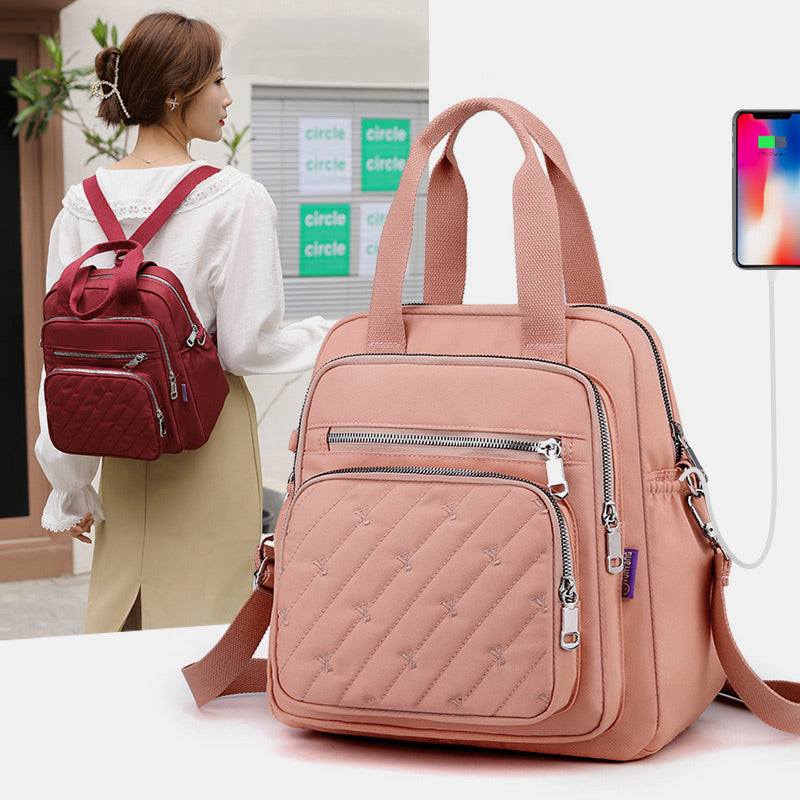Multifunktionale leichte Prägung Elegante Handtasche Umhängetasche Rucksack