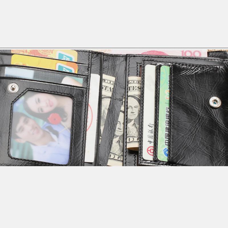 Dreifach gefaltete Geldbörse aus Vintage-Leder mit großem Fassungsvermögen