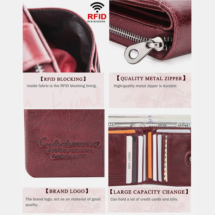 RFID Multifunktionale Leder Vintage Geldbörse