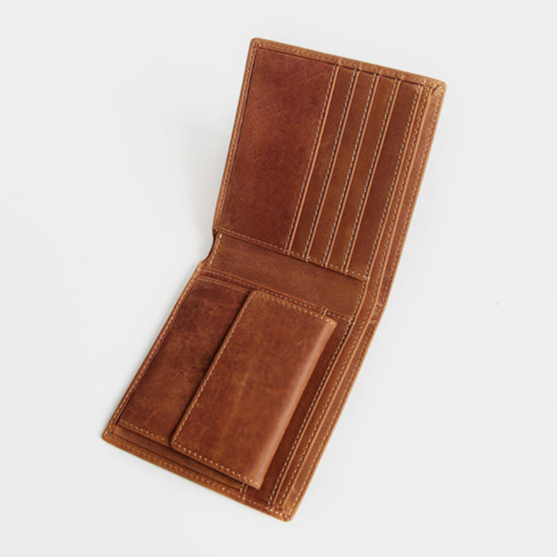 Lässige Bifold-Geldbörse aus echtem Leder im Vintage-Stil
