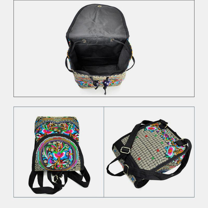 Reiserucksack mit ethnischer Vintage-Stickerei
