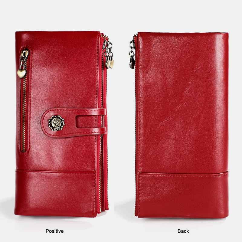 RFID-blockierende Vintage-Geldbörse aus echtem Leder mit großer Kapazität