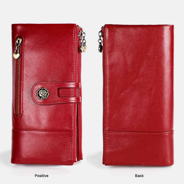 RFID-blockierende Vintage-Geldbörse aus echtem Leder mit großer Kapazität