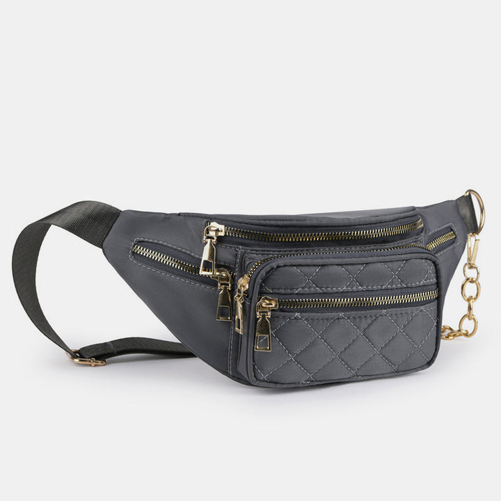 Leichte, funktionale Brust-Schultertasche für Damen mit Metallkettenriemen