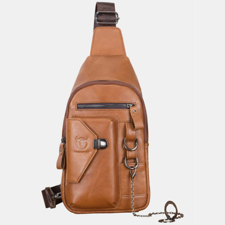 Schultertasche für Herren, weiche Interlock-Brusttasche aus Rindsleder