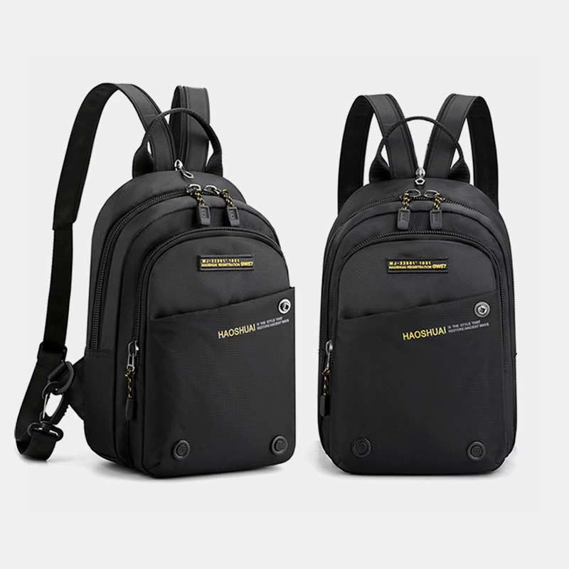 Schultertasche für Herren, lässig, wasserdicht, verstellbare Reißverschlussgurte, Rucksack