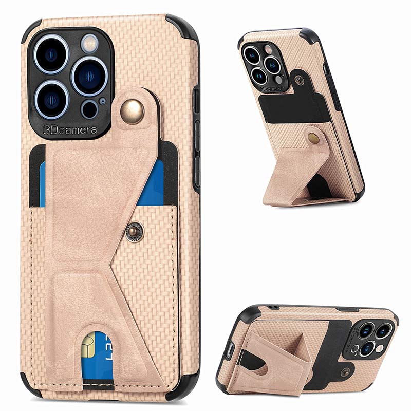 Stoßfeste, staubdichte Leder-Telefonhülle für iPhone mit Kartensteckplatz und Ständer