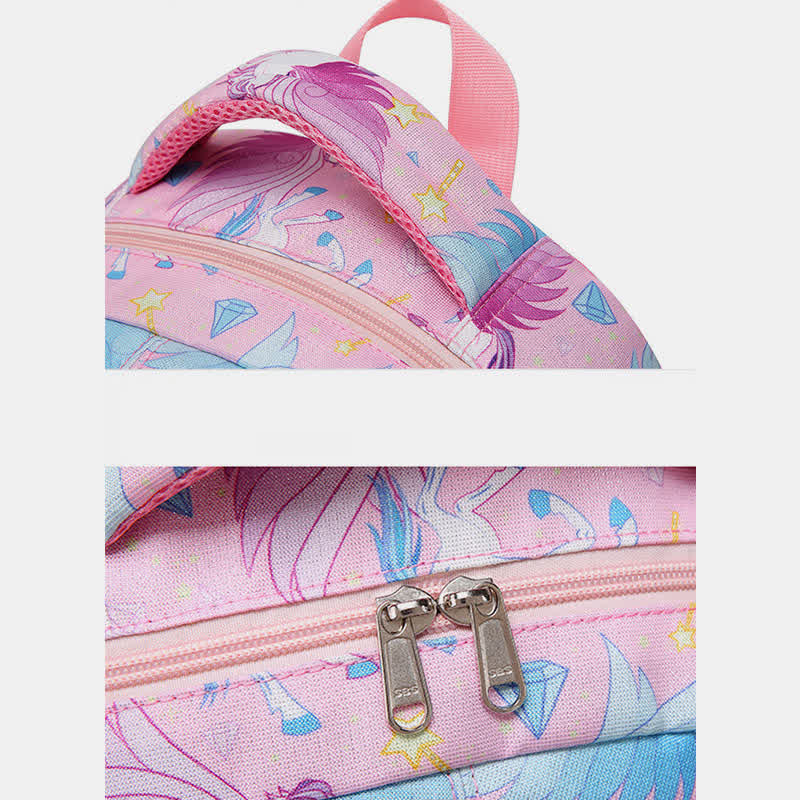 Einhorn-Schulranzen-Set für Mädchen, Rucksack, Büchertasche, Lunchtasche, Federmäppchen