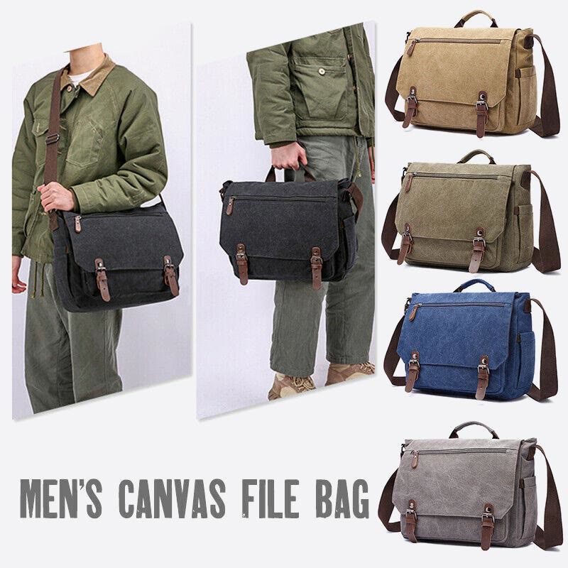 Messenger Bag für Herren, tragbar, großes Fassungsvermögen, Canvas, Business-Aktentasche