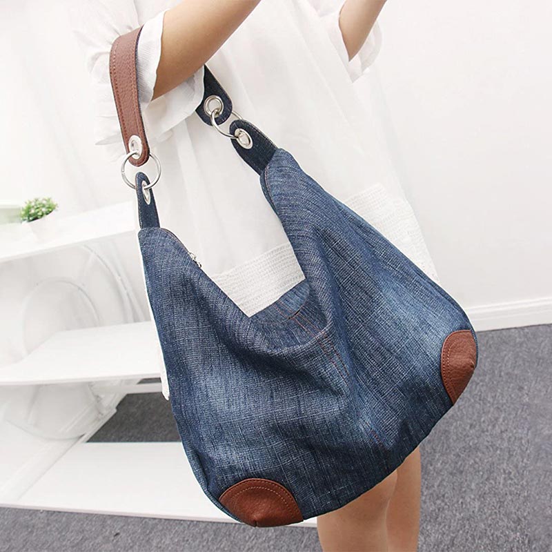 Multifunktionale klassische Denim Tote Hobo Schulter Umhängetasche
