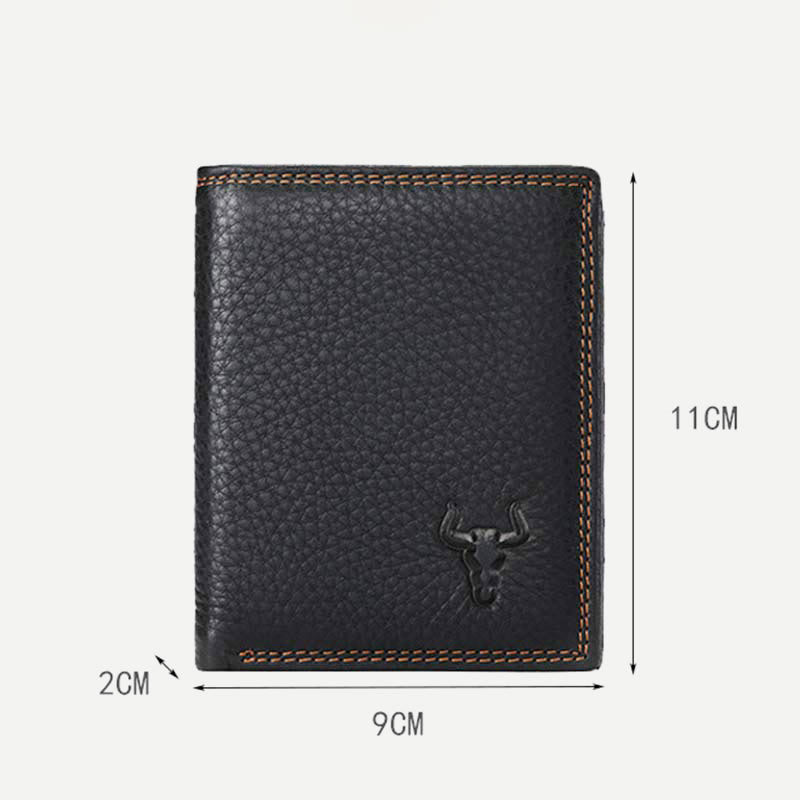 Geldbörse für Herren, Vintage-Leder, mehrere Fächer, drei RFID-Kartenfächer