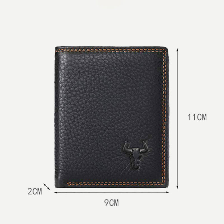 Geldbörse für Herren, Vintage-Leder, mehrere Fächer, drei RFID-Kartenfächer