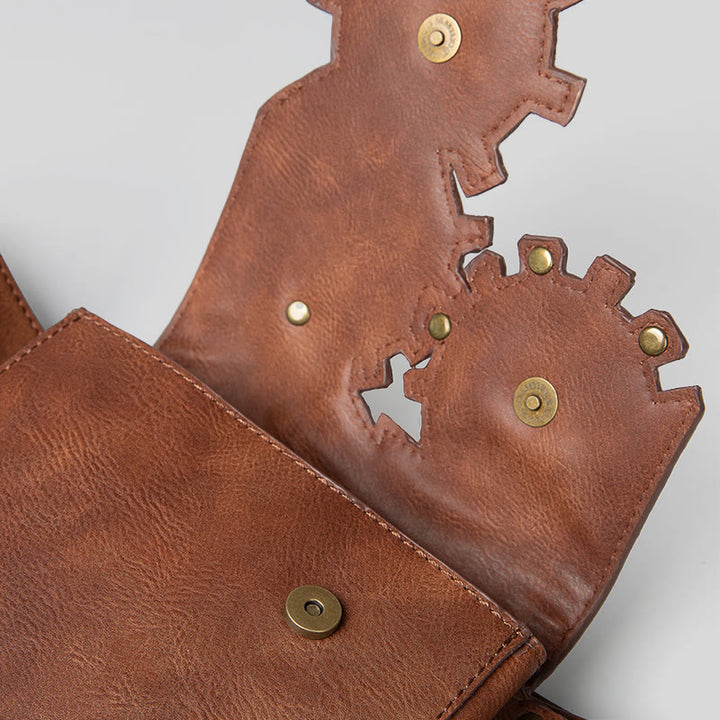Retro-Gürteltasche für Damen, quadratische Handytasche in Zahnradform