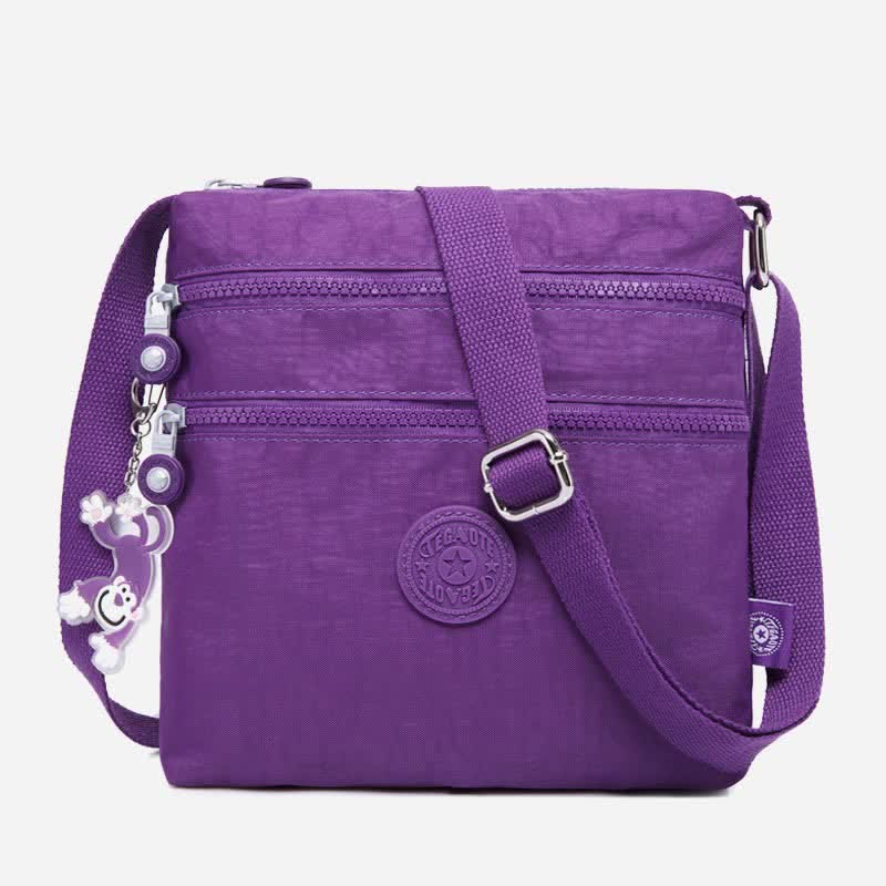Leichte kleine Crossbody-Tasche mit Dreifach-Reißverschluss, Schultertasche für Damen