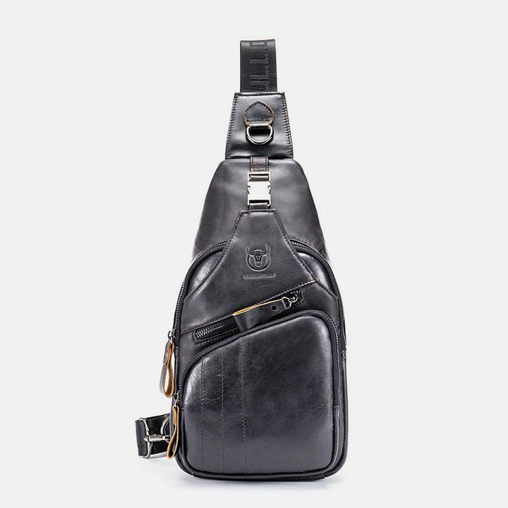 Multifunktions-Schultertasche aus echtem Leder im Vintage-Stil