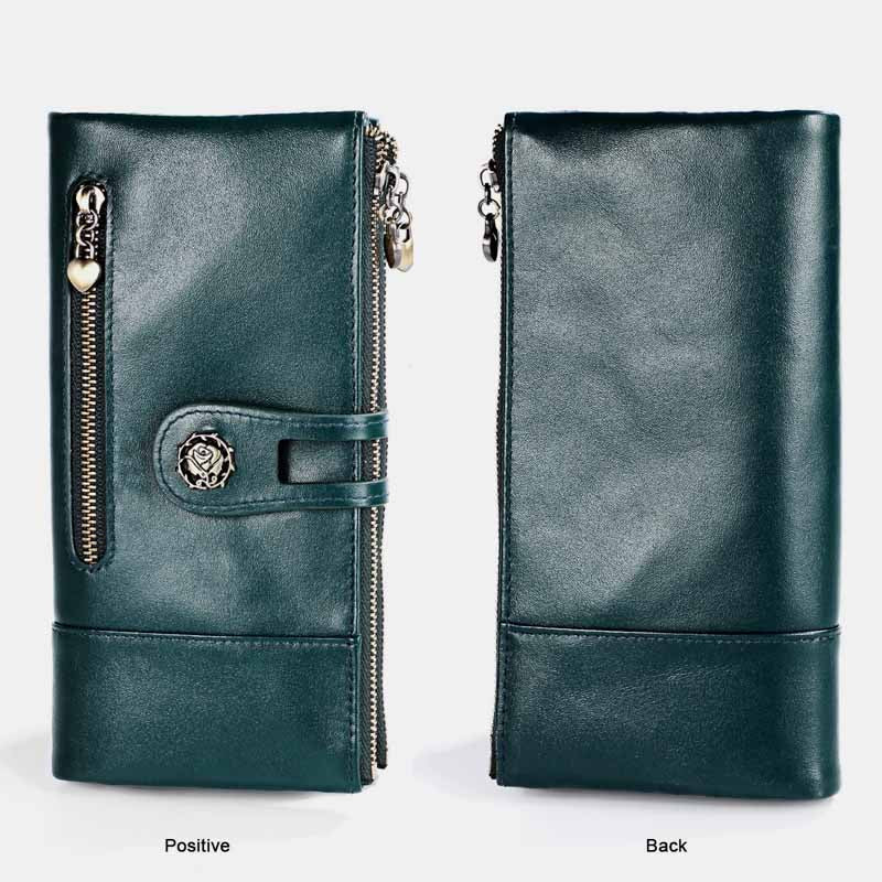 RFID-blockierende Vintage-Geldbörse aus echtem Leder mit großer Kapazität