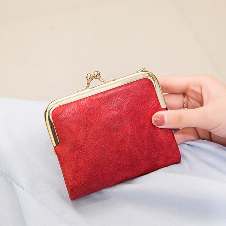 Multifunktionale, zweifach faltbare Münzbörse im Vintage-Stil mit Kiss Lock