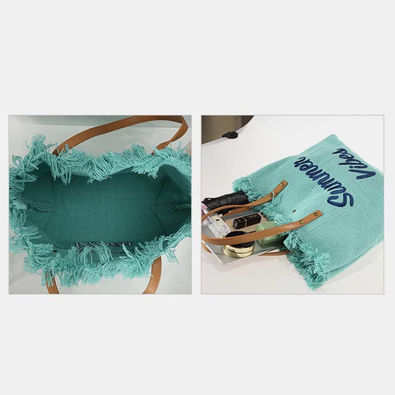 Canvas-Einkaufstasche, Sommer-Signatur, extragroße Schulterhandtasche, Geldbörsen