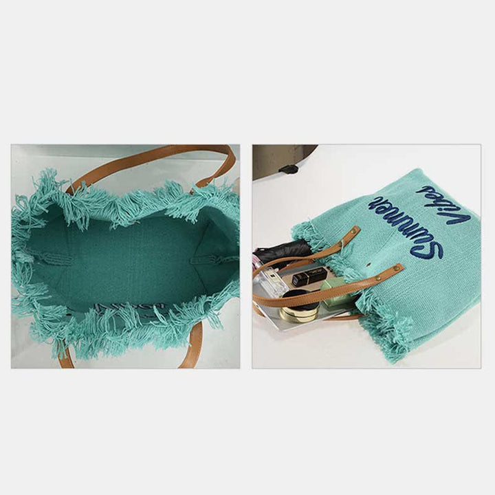 Canvas-Einkaufstasche, Sommer-Signatur, extragroße Schulterhandtasche, Geldbörsen