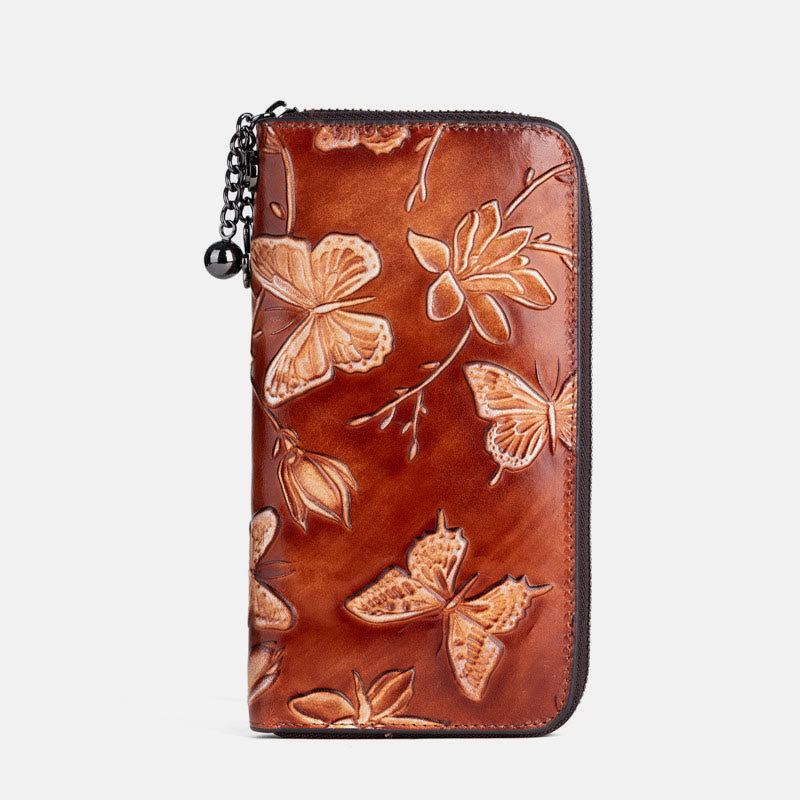 Retro Schmetterling Handtasche Frauen Elegante Lange Große Raum Leder Brieftasche