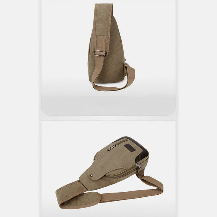 Schultertasche aus Segeltuch für Herren, für Outdoor-Reisen, Camping, Brust, Tagesrucksack