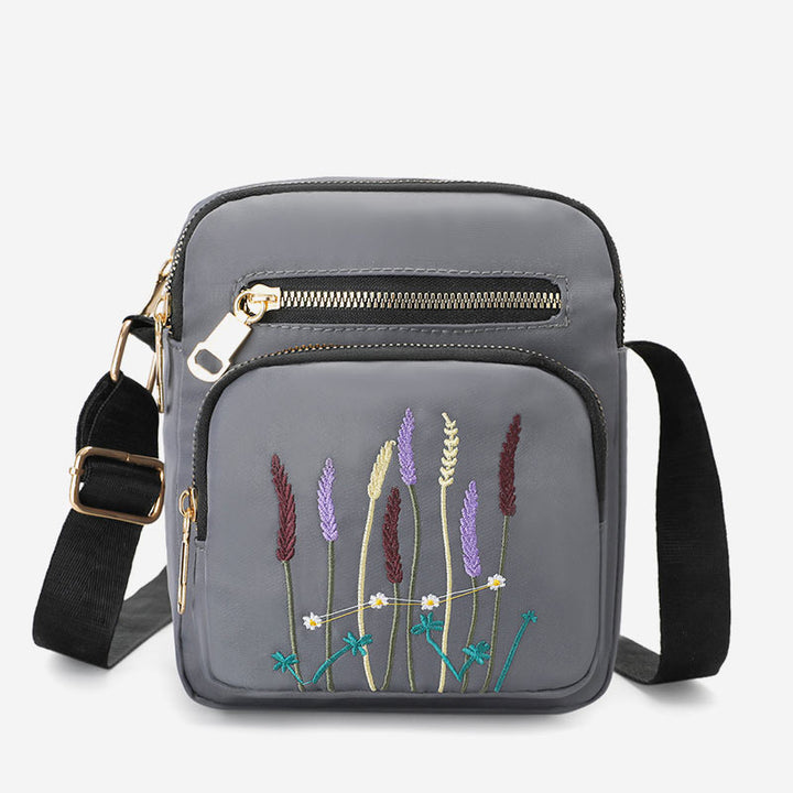 Leichte, wasser- und reißfeste Umhängetasche für Damen mit mehreren Taschen und Stickereien