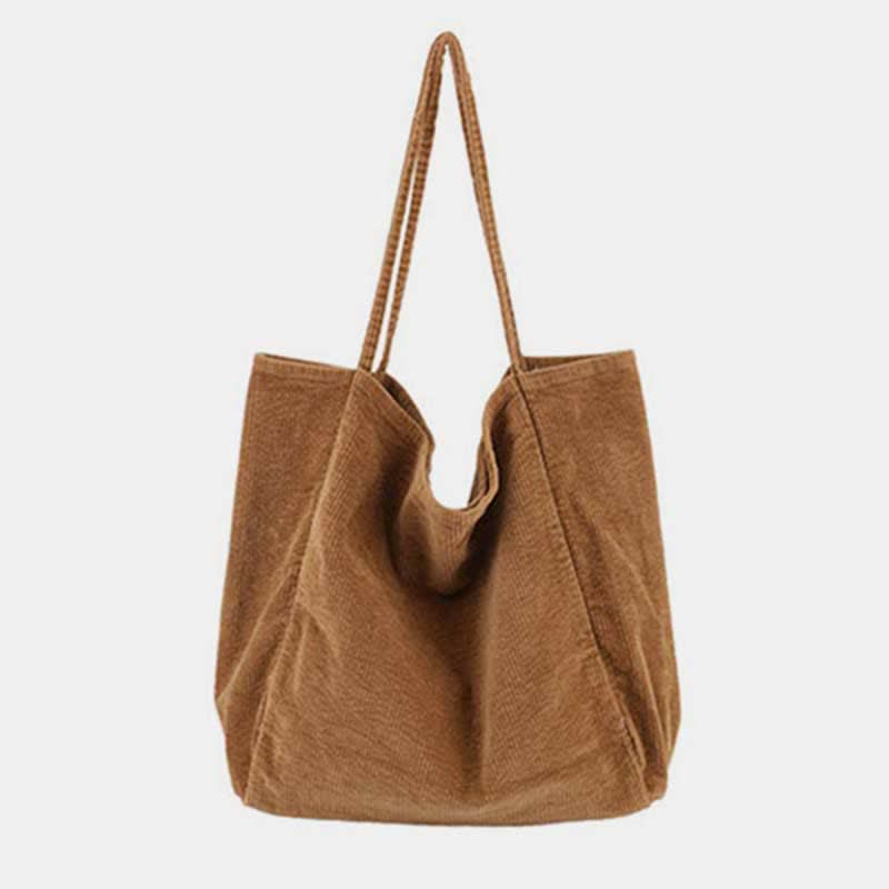 Extra große Cord-Tragetasche, lässige Einkaufstasche, Schulterhandtasche