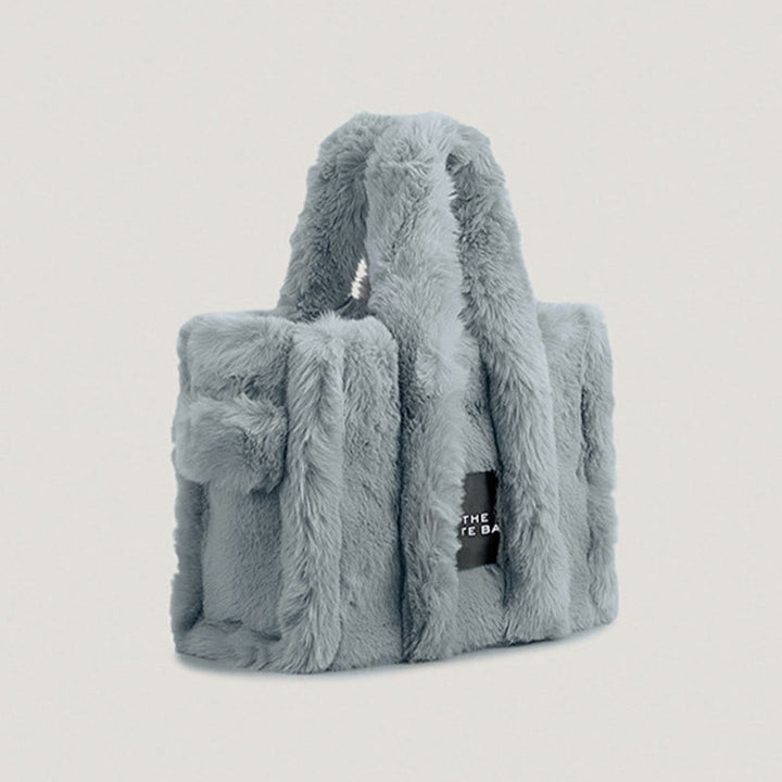 Solide Plüsch-Handtasche für den Winter, weiche Umhängetasche mit breiten Riemen