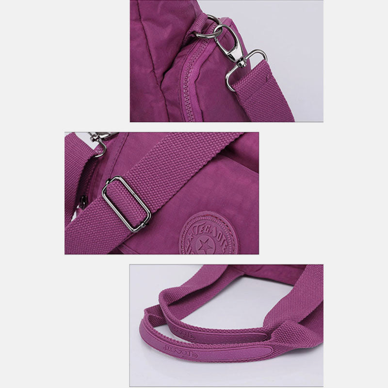 Damen Umhängetasche, leichte Schultertasche aus Nylon mit mehreren Taschen und Reißverschluss