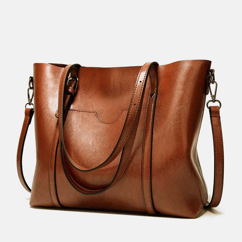 Große Tragetasche im Vintage-Stil mit großer Kapazität und Volltonfarbe